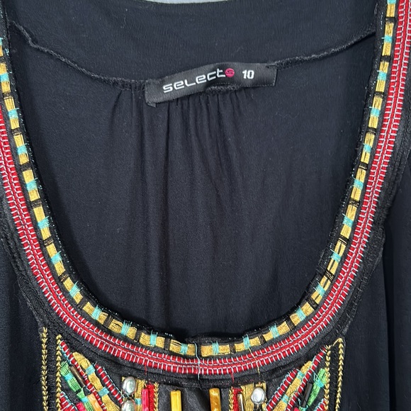 Selects beaded embroidered black dress - Picture 6 of 10